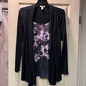 Style&Co Woman black sweater with flower sequined attached top one piece